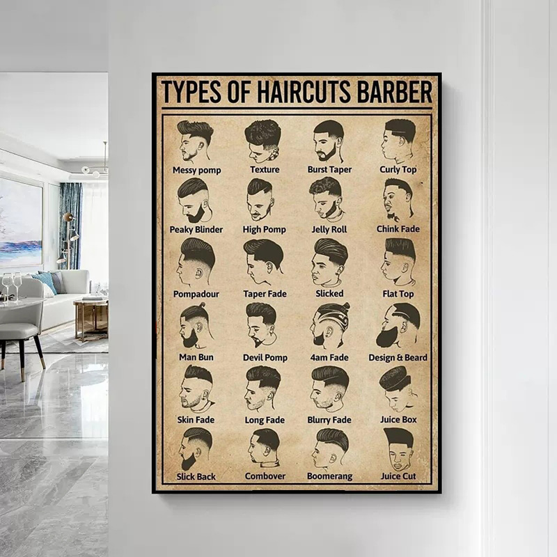프레임리스, 레트로 스타일의 헤어컷 이발사 포스터 및  - Home Barbershop 리뷰 및 가격