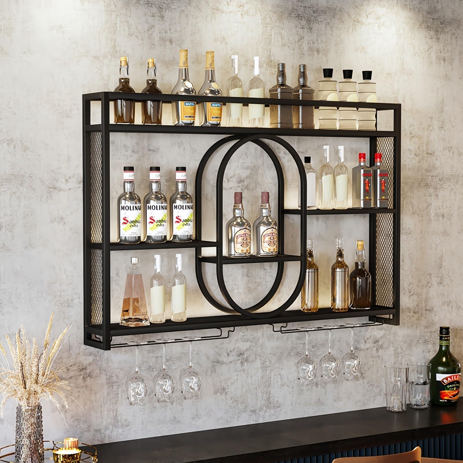 39인치 업그레이드 금속 벽걸이 와인랙, 3단 대용량  - Home Bar Shelves 리뷰 및 가격