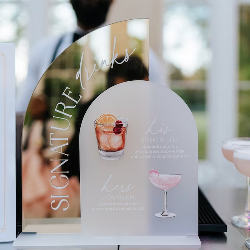 골드 미러 웨딩 바 메뉴 사인, 시그니처 음료 사인,  - Cocktail Recipe Book 리뷰 및 가격
